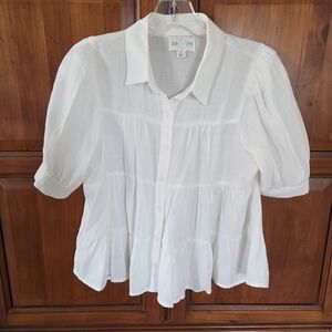 Jun & Ivy Women's White Puff Sleeve Blouse Small